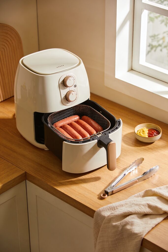 air fried hot dogs crisply