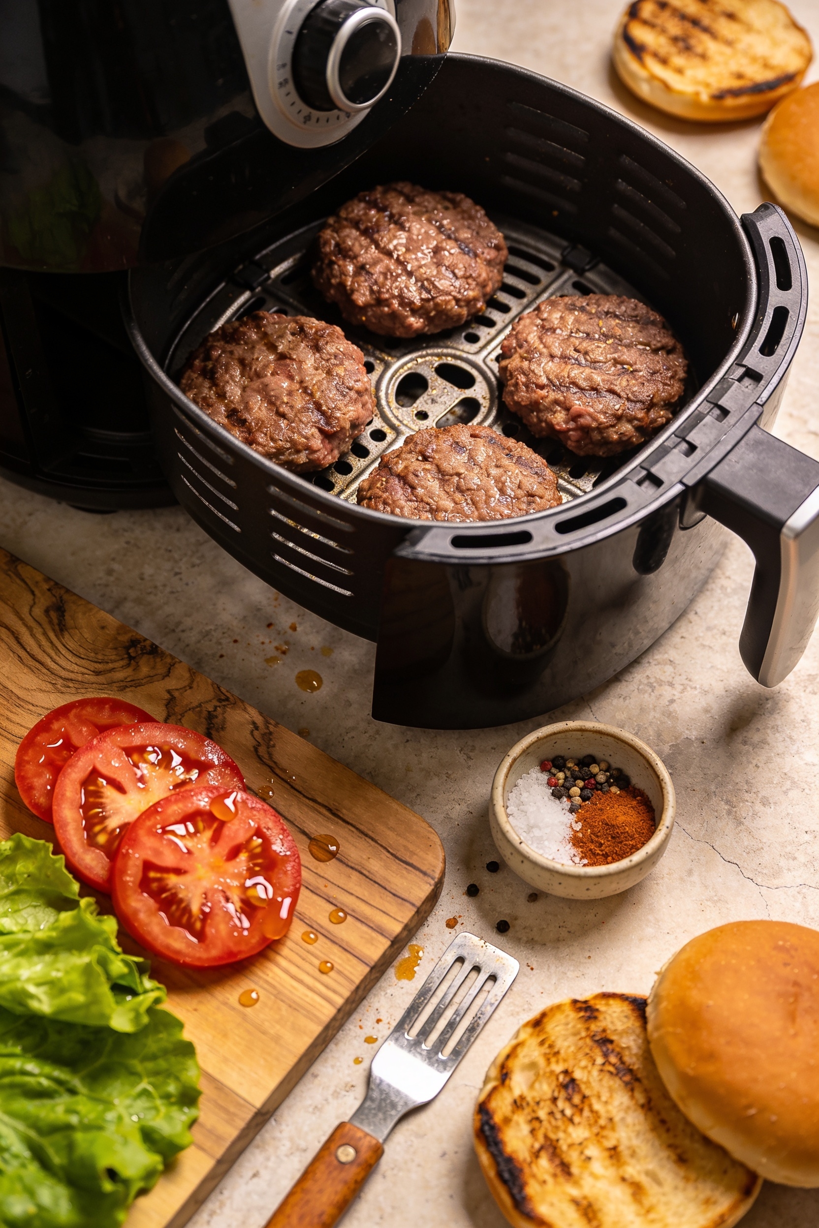 air fried juicy burger method