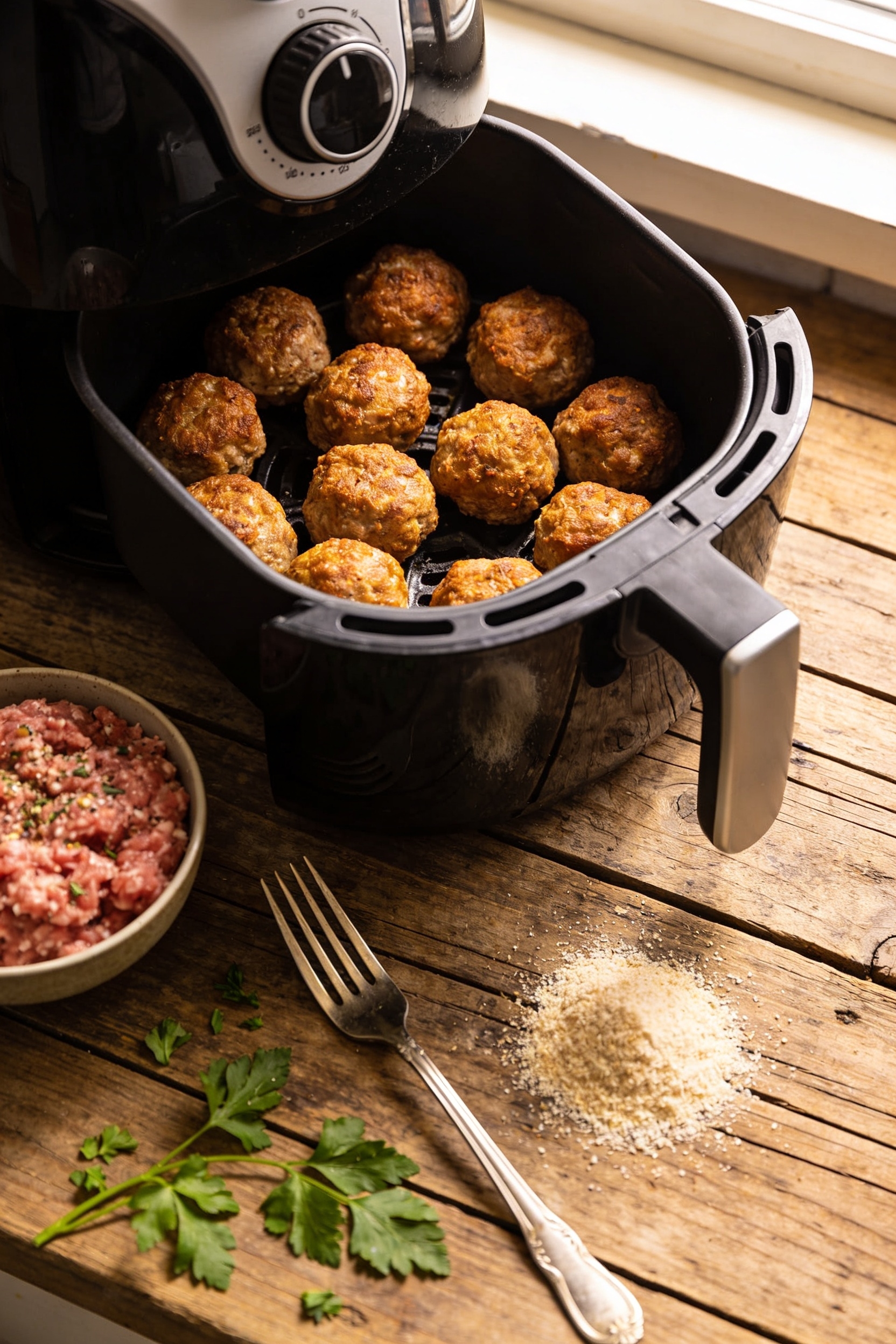 air fried seasoned meatballs recipe