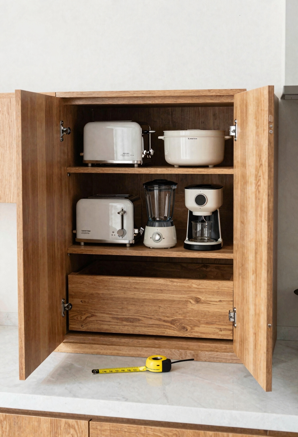 air fryer hidden in cabinet