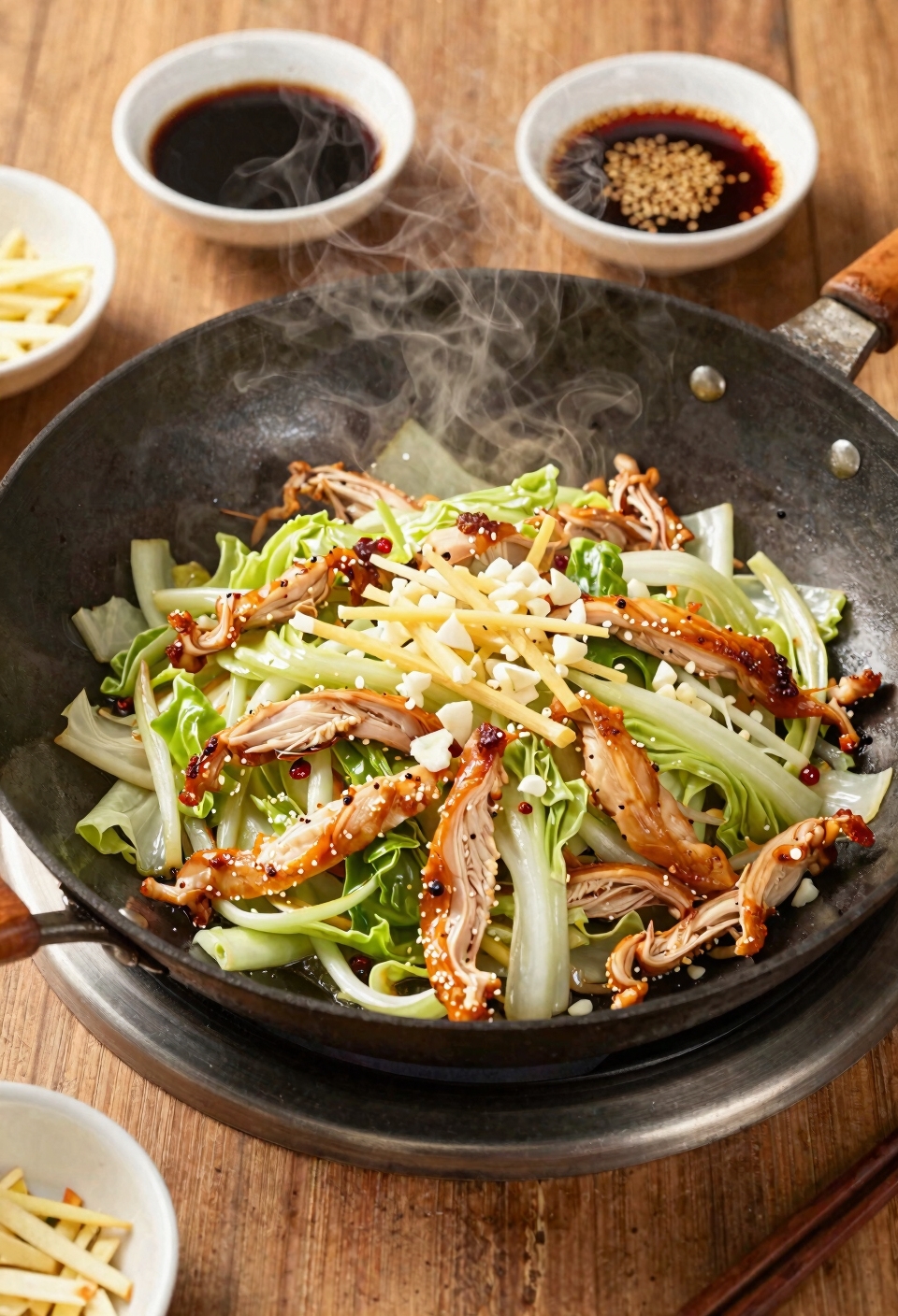 aromatic chicken cabbage stir fry