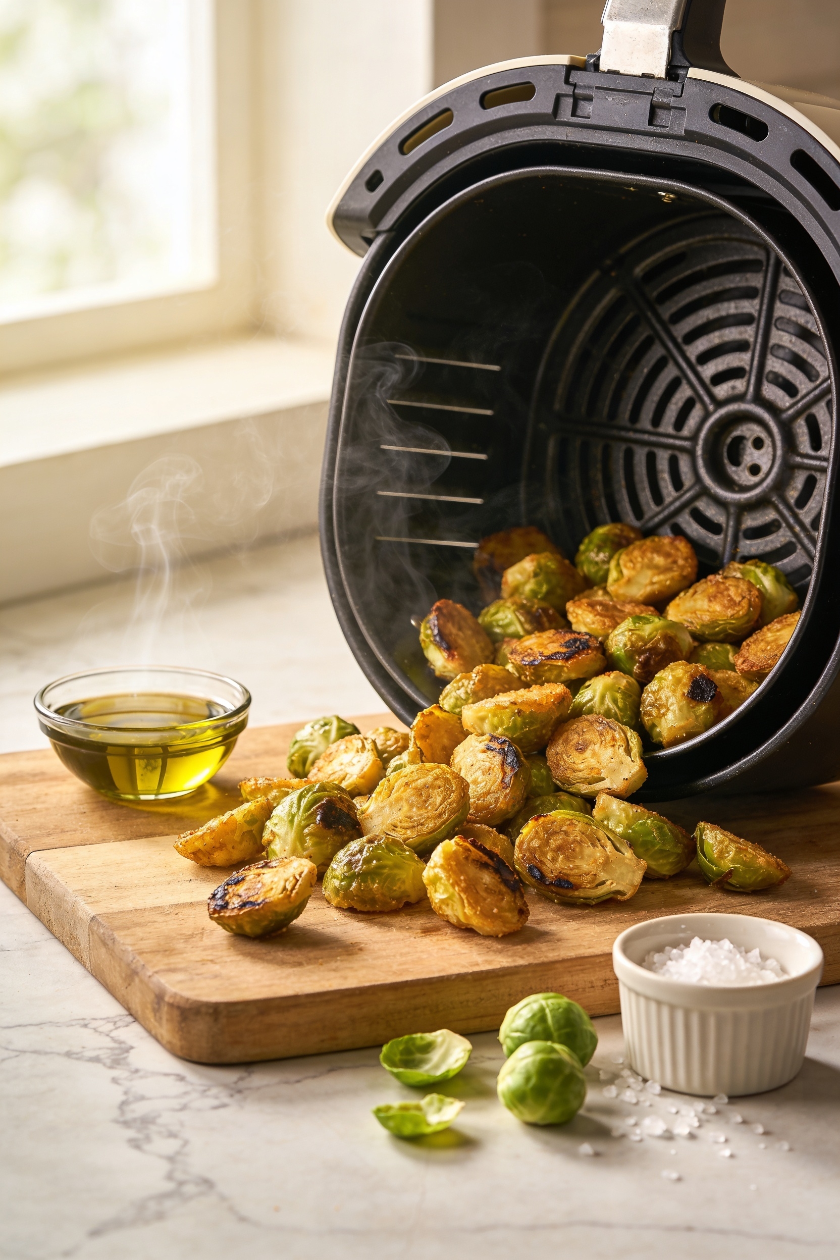 crispy air fried brussels sprouts