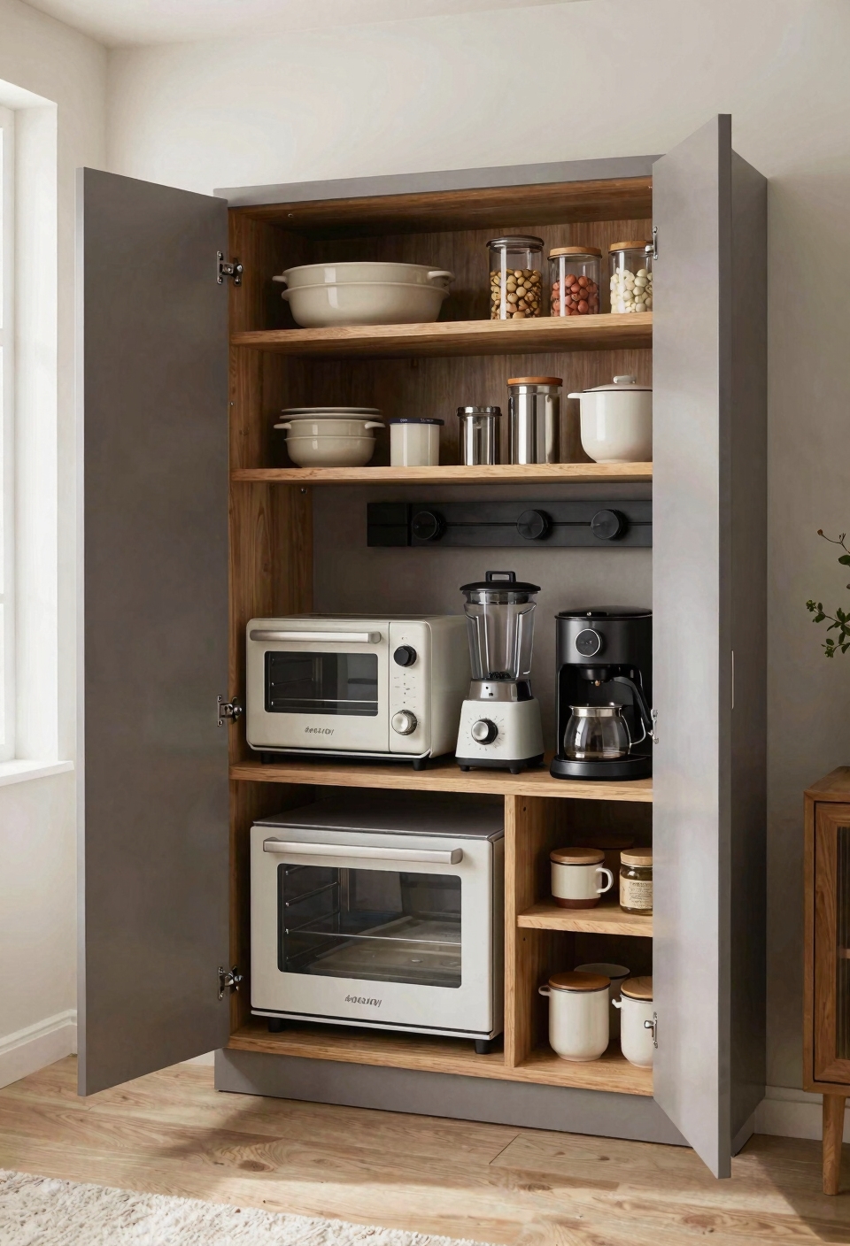 pantry appliance storage and charging