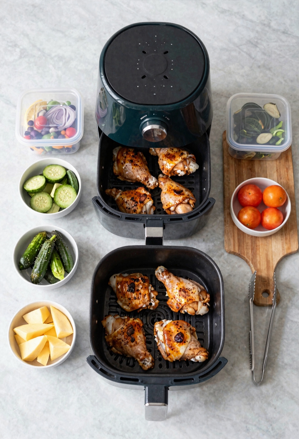 prep proteins and veggies first