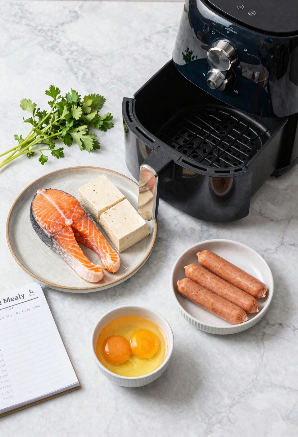 proteins salmon tofu sausage eggs