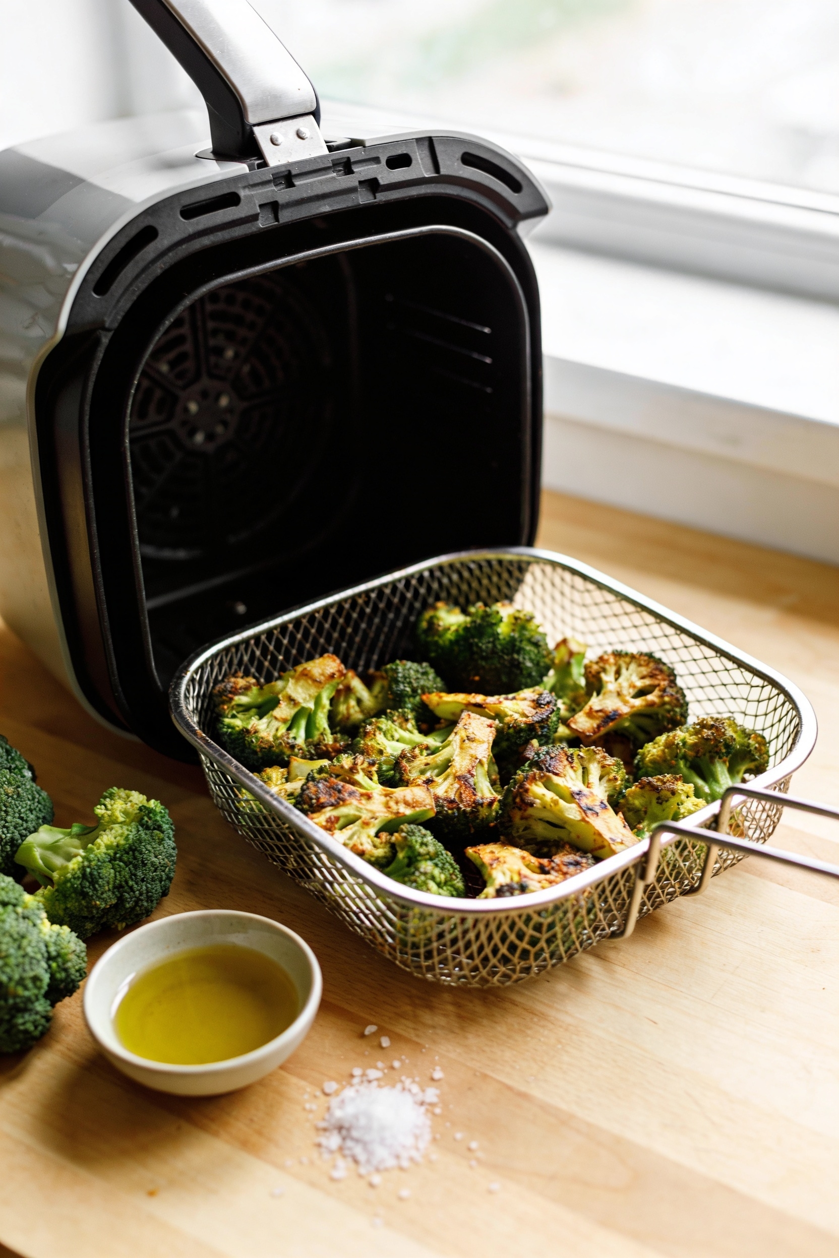 quick crispy air fried broccoli