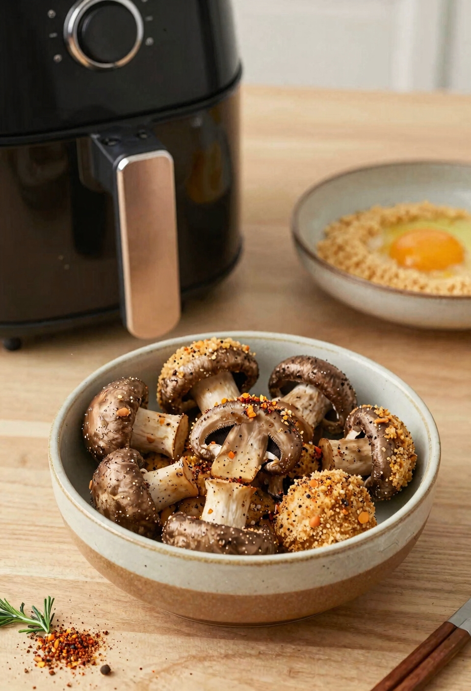 seasoned and breaded mushrooms